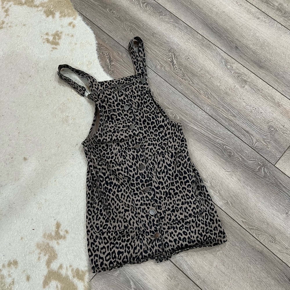 SO leopard print denim overall dress - Picture 1 of 4